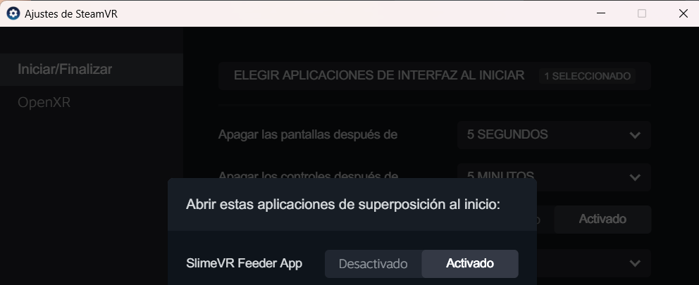 Gestionar complementos SteamVR